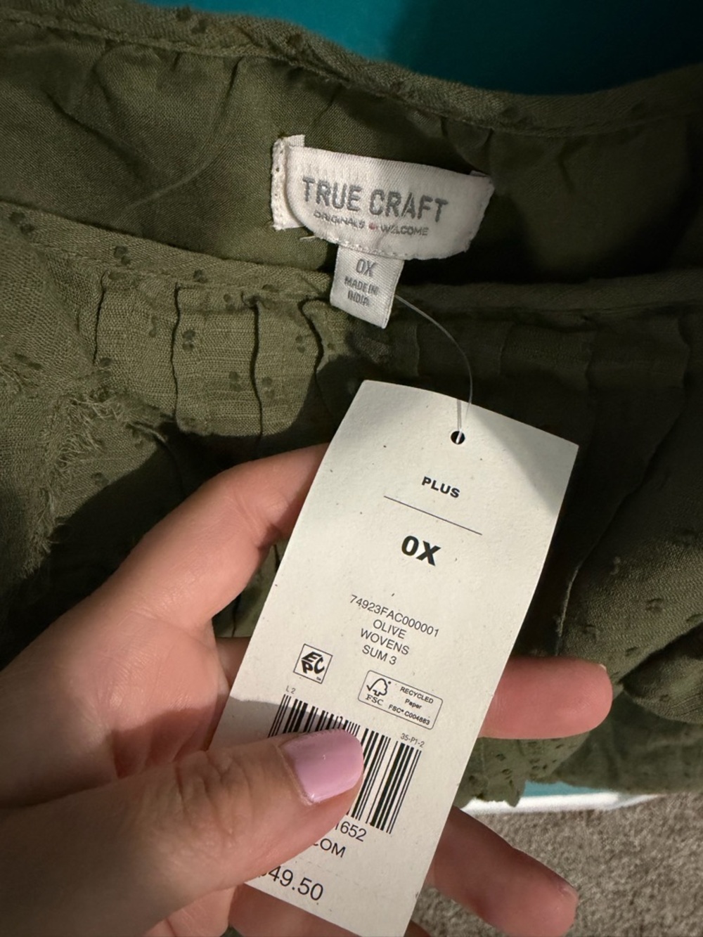 True Craft Olive Ruffle Tank Top - Picture 2 of 2